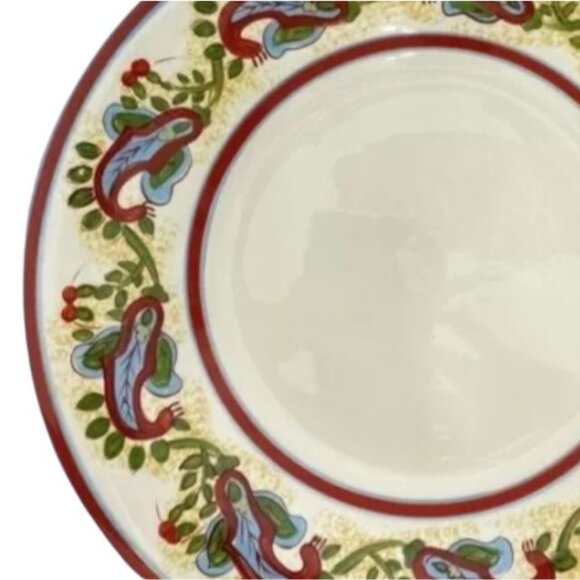 Pottery Barn Dinner Plate Bowl Sausalito Paisley 12.5 Pasta Cream Red Green - Picture 2 of 5